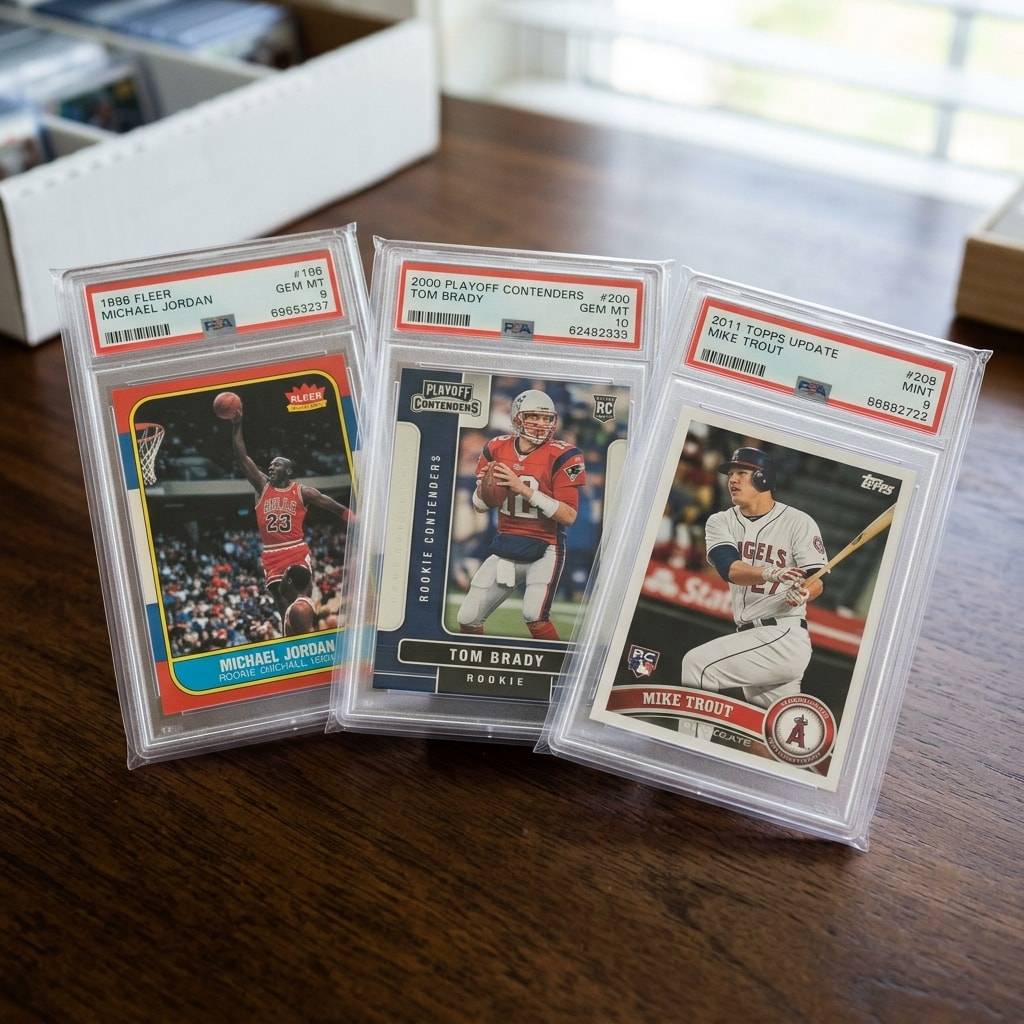 Selection of PSA graded trading card slab sleeves